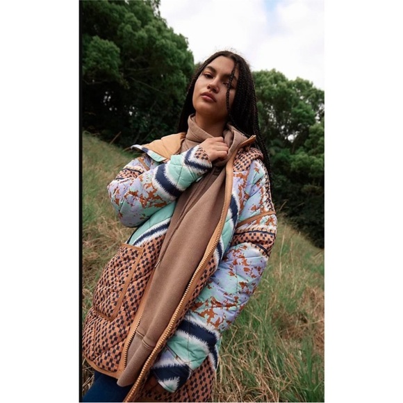 Free People Pria printed packable Puffer Jacket size medium